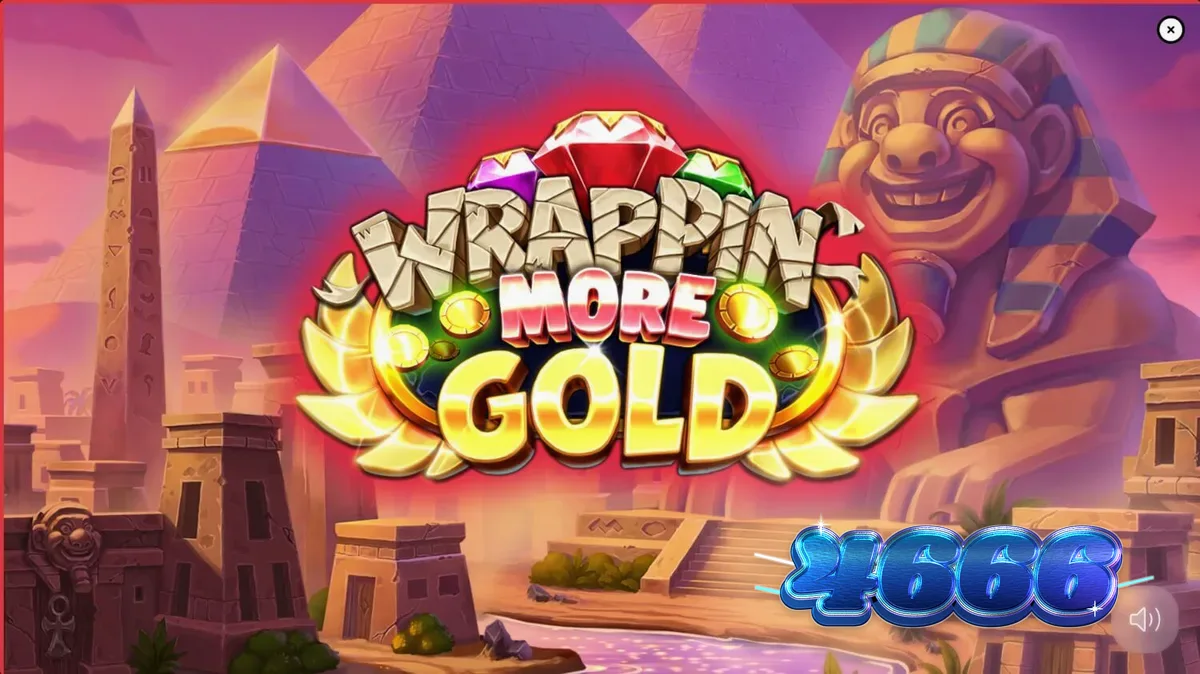 Múmia amigável em um cenário de deserto egípcio com elementos de jogo de slot